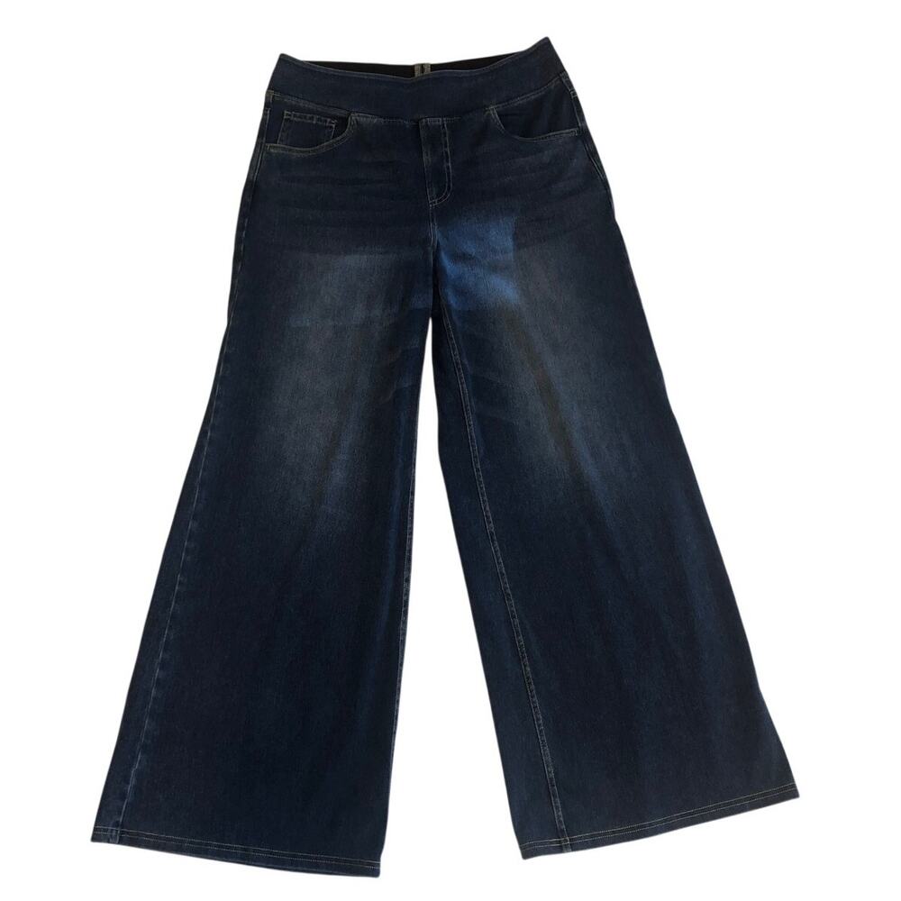 Blue Halara Flex High Waisted Wide Leg Jeans Casual Denim Knit Pants Size L